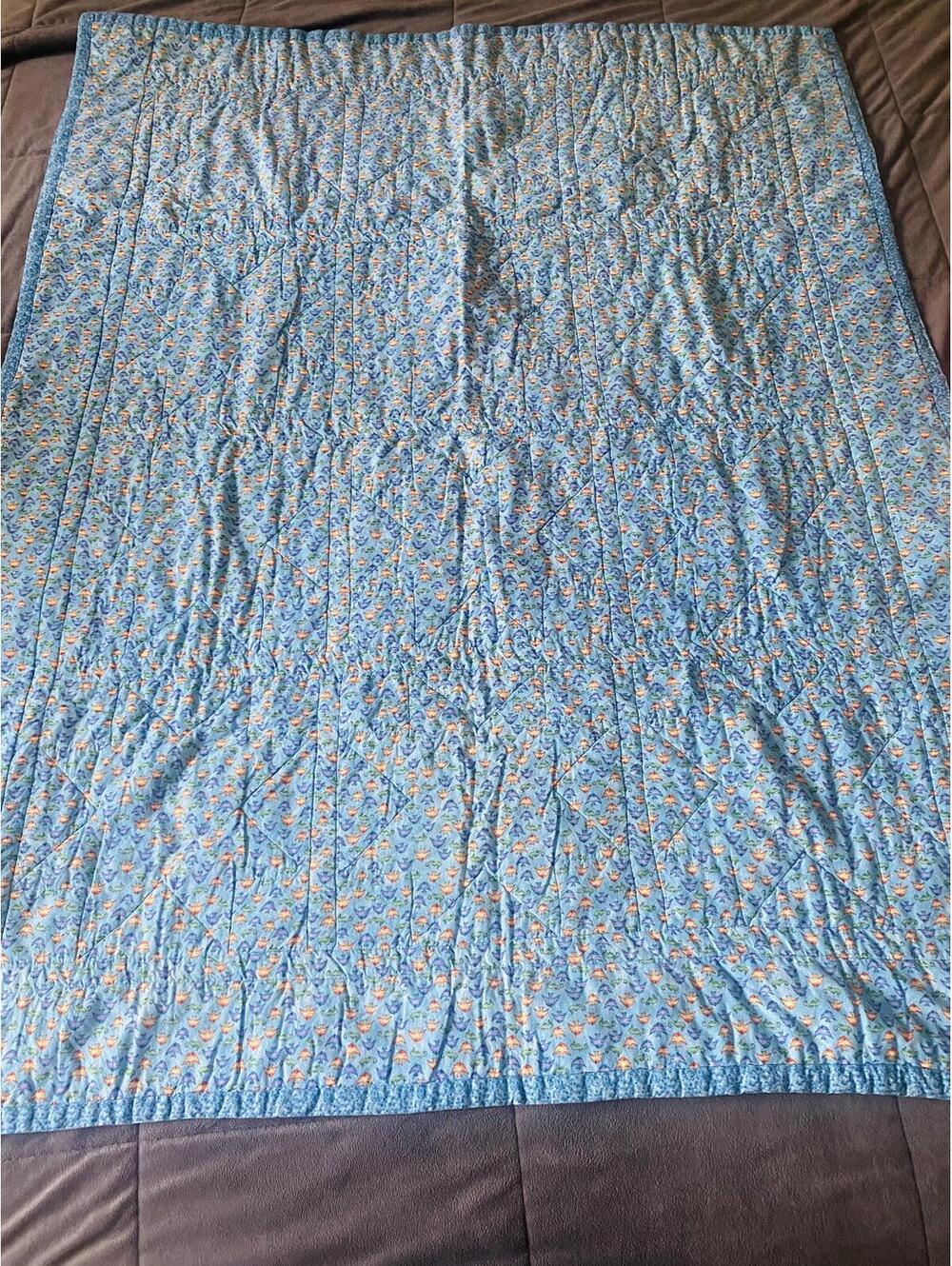 Handmade Colorful Fish Pattern Quilt Blanket - Picture 4 of 4